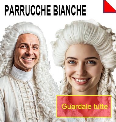 La foto mostra due persone che indossano parrucche di carnevale bianche